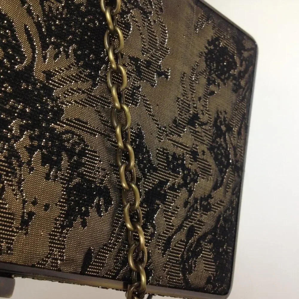 Sondra Roberts Bag Metallic Gold Clutch Crossbody Chain Clutch Purse